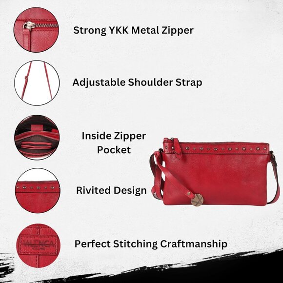 Women's Genuine Italian Leather Boho Crossbody Bag 9 Inch Stylish Durable - Picture 2 of 6